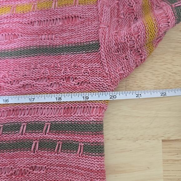 Soft Surroundings Lisabetta Stripe Sweater Textured Long Sleeve Pink Size Medium - Picture 5 of 9